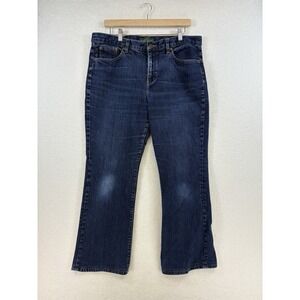 Lauren Ralph Lauren‎ Womens Blue Denim Bootcut Jeans Size 14 Green Tag Wide Leg